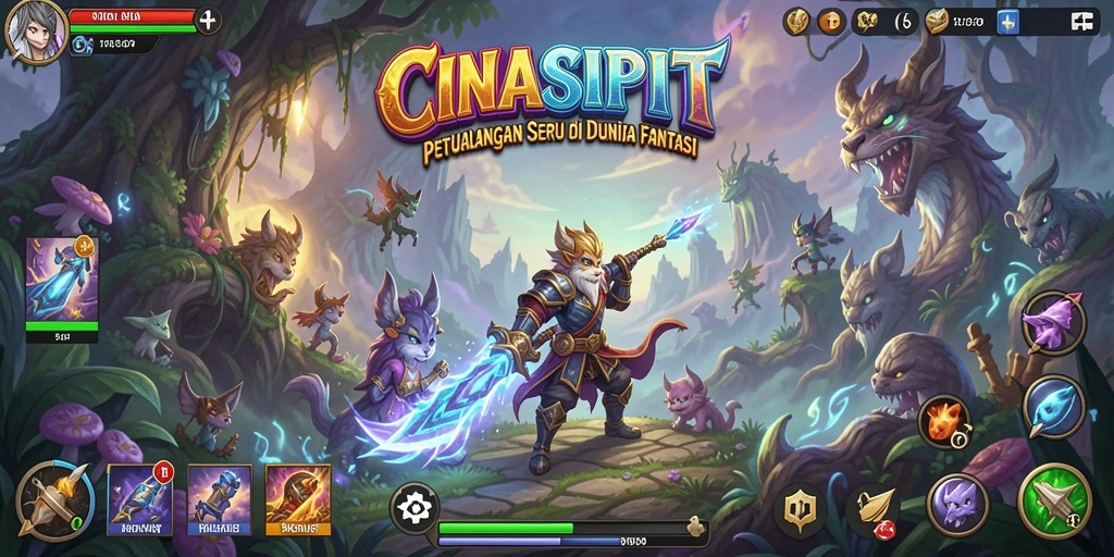Tangkapan layar utama CINASIPIT menampilkan gameplay seru dalam dunia fantasi.