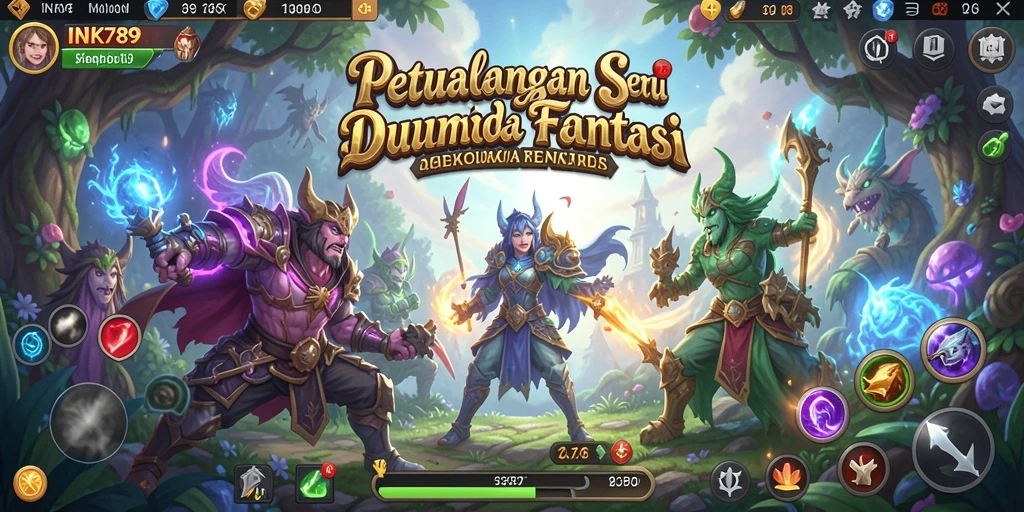 Tangkapan layar gameplay INK789 yang menampilkan karakter petualangan.