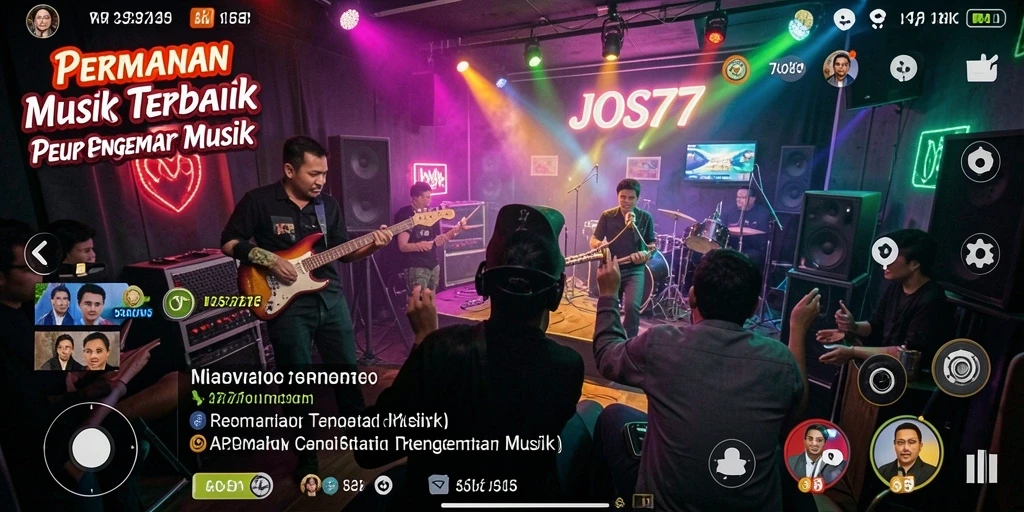 Tangkapan layar utama JOS77 menampilkan pengalaman bermain musik yang seru dan interaktif.