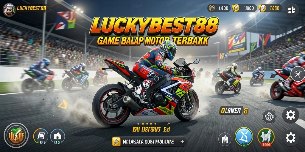 Tampilan gameplay menakjubkan dari LUCKYBEST88 saat balapan motor.