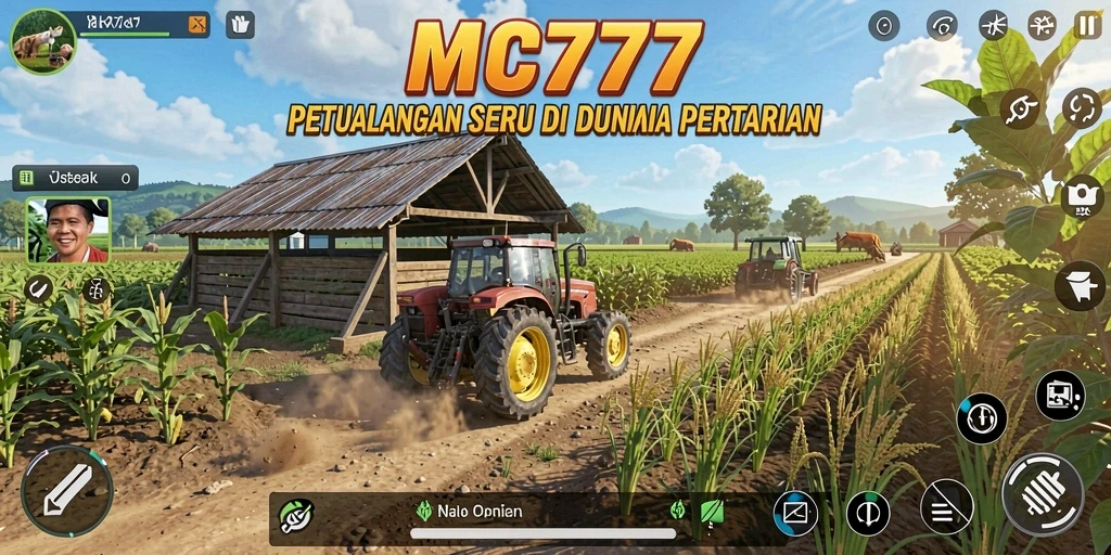 Screenshot menunjukkan pemain menikmati gameplay di lahan pertanian.