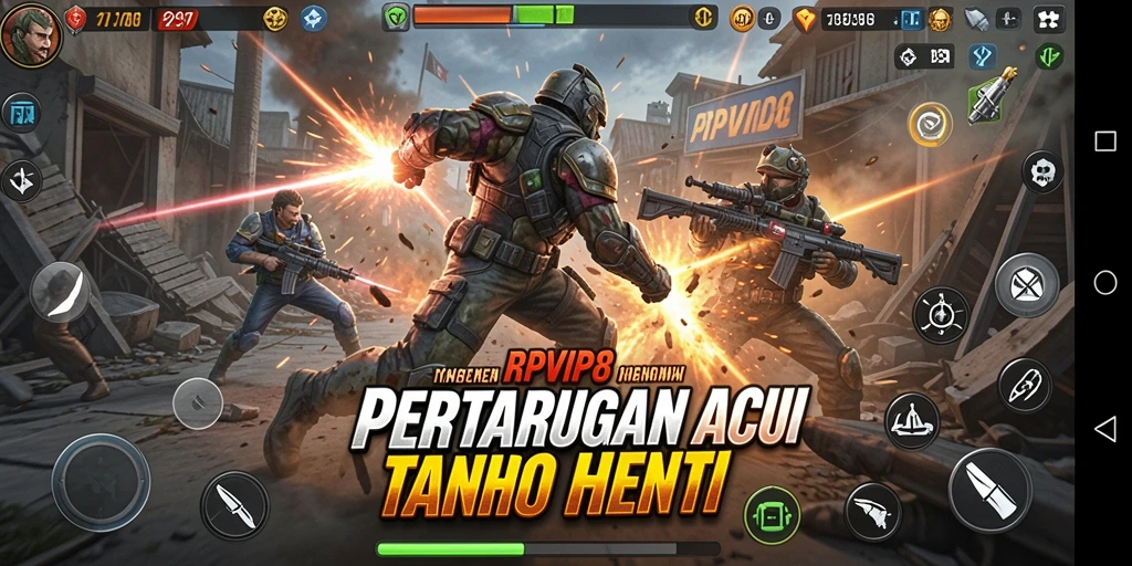 Tampilan screenshot menunjukkan aksi bertarung seru dalam gameplay RPVIP8.