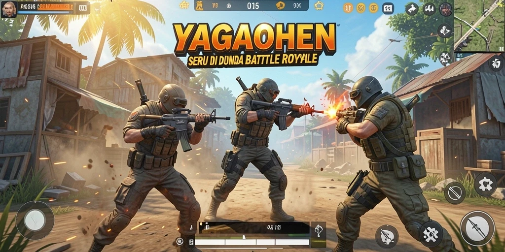 Screenshot utama YAGAOHEN menampilkan aksi gameplay seru Battle Royale.